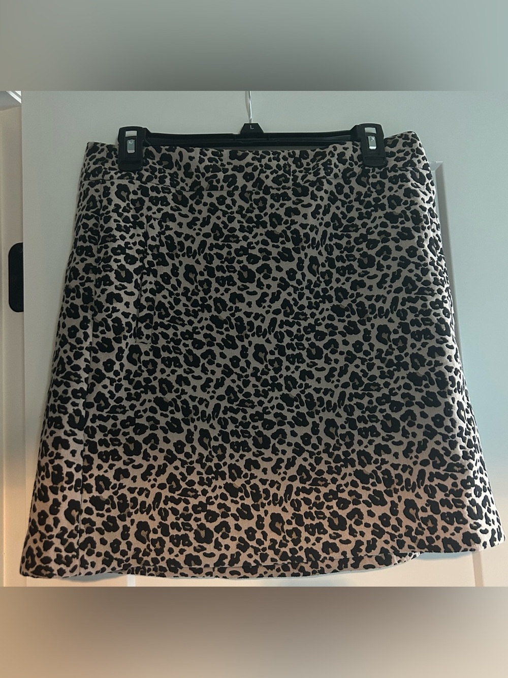 Loft Leopard Print A-Line Skirt in Beige and Black